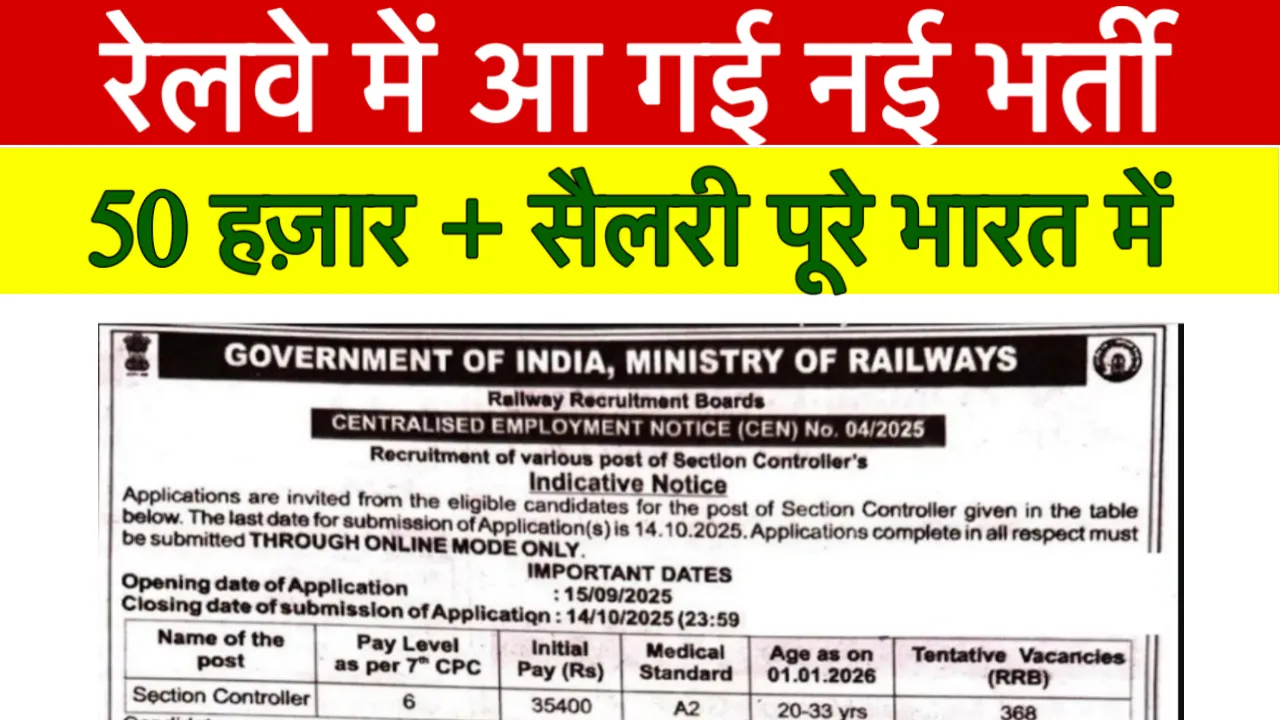 RRB Section Controller Recruitment