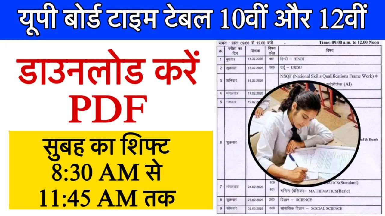 UP Board Time Table 2026