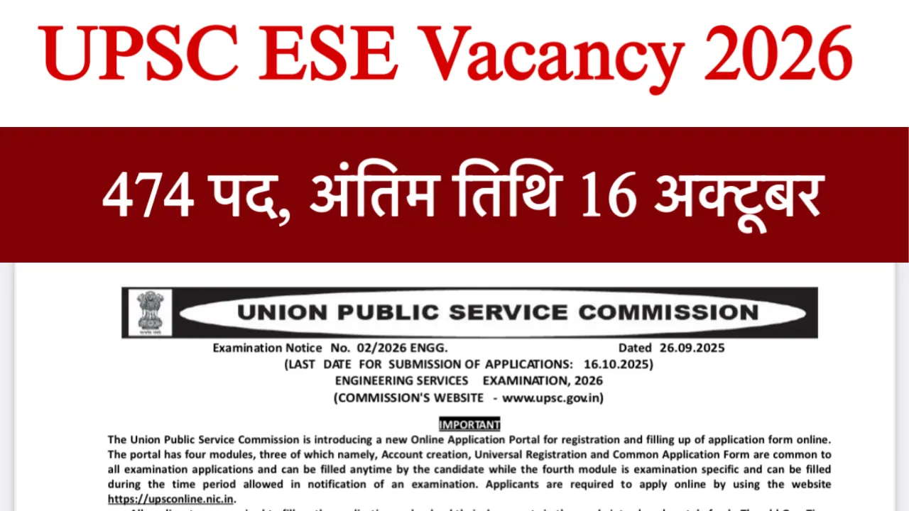 UPSC ESE Vacancy 2026