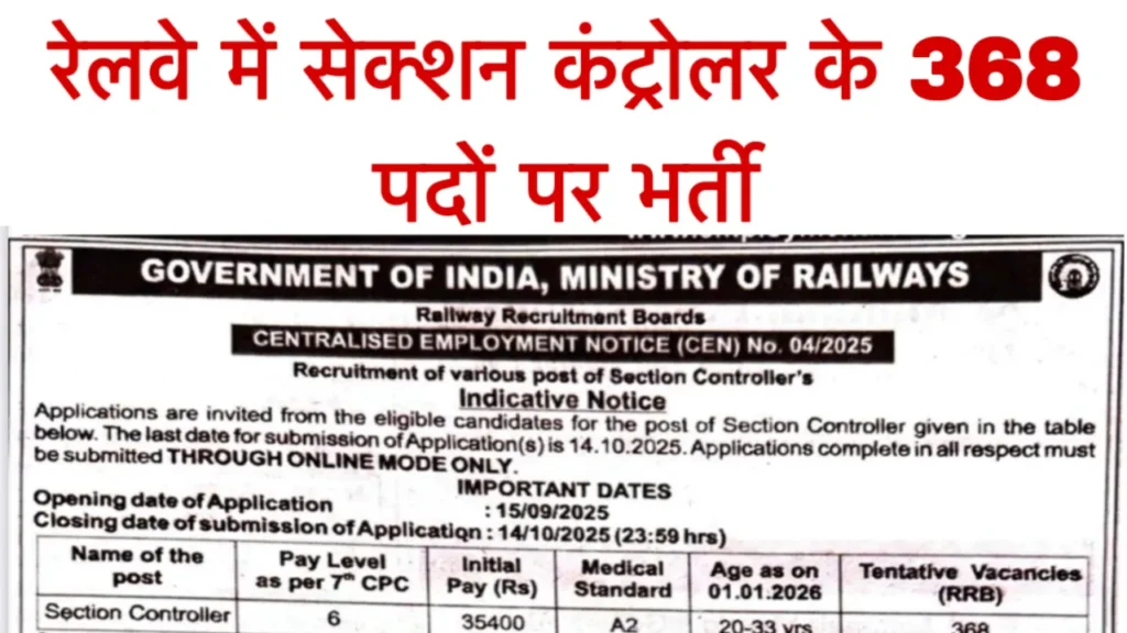 RRB Section Controller Recruitment
